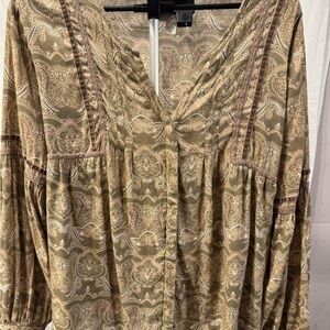 St. John's Bay Brown Paisley Blouse